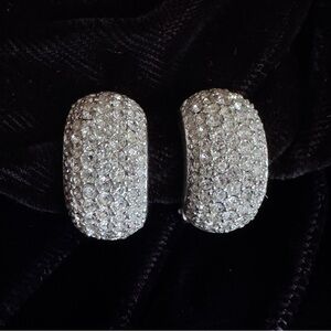 Vintage 80s‎ Signed Christian Dior Pave Rhinestone Clip-On Earrings Hollywood